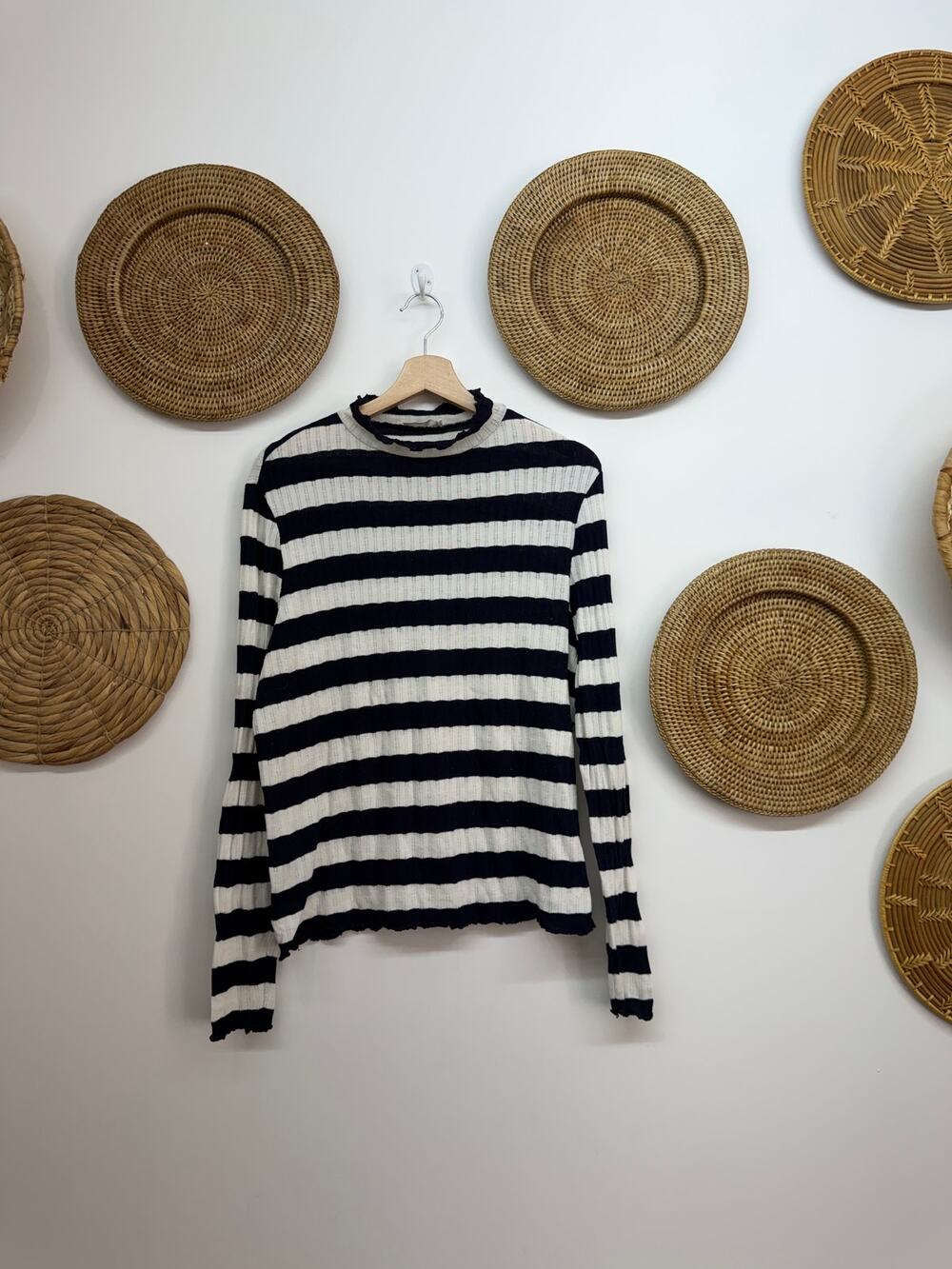 MNG Mango Striped Knit Turtleneck Top Plus Size XXL